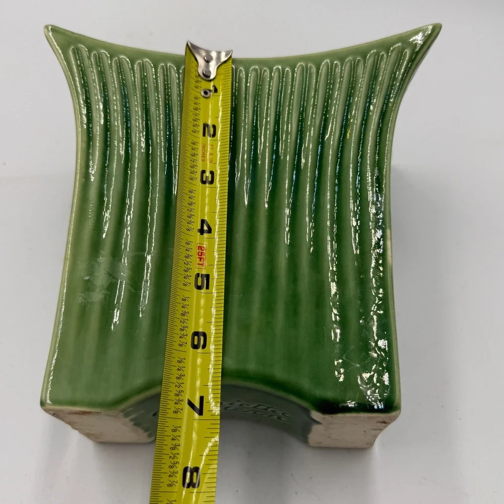 Marietta Modern Vase M-103 Green Ribbed Mid-Century 1950s Vintage Ceramic Decor